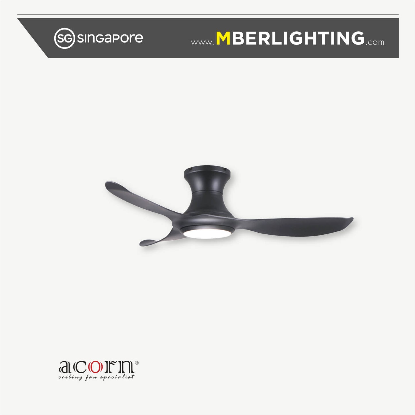 VOGA DC368H 3-Blades Hugger Ceiling Fan COFFEE BLACK