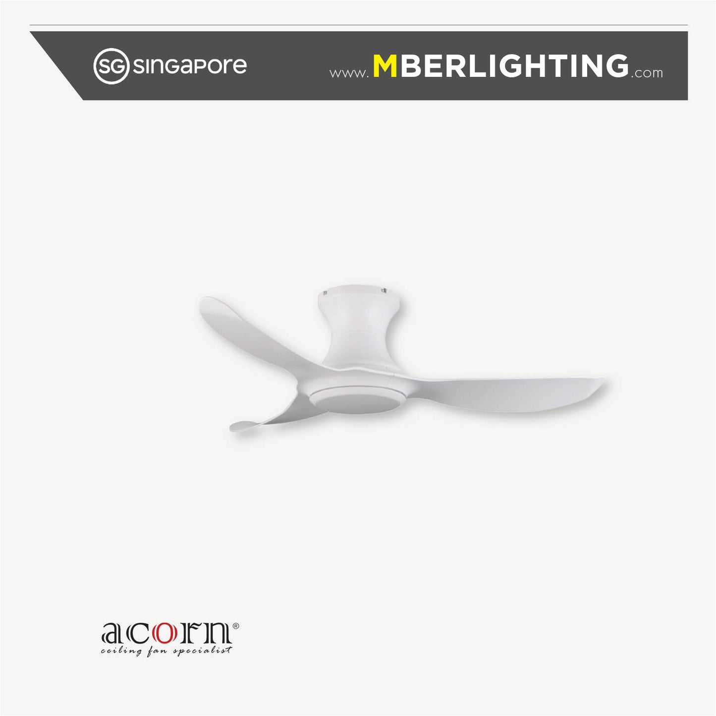 VOGA DC368H 3-Blades Hugger Ceiling Fan WHITE