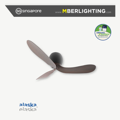 WARP 3-Blade Hugger Ceiling Fan in black and dark wood finishing
