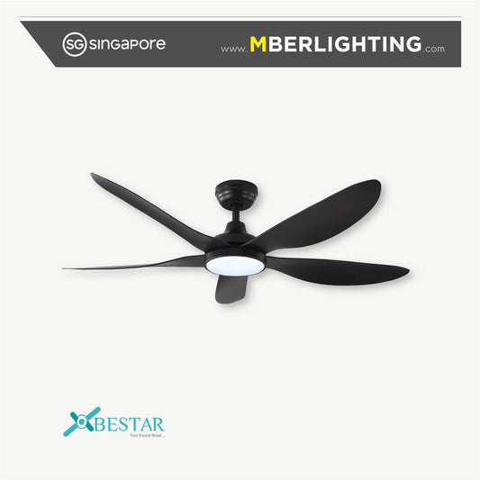 WIND 5-Blades Drop Rod Ceiling Fan BLACK