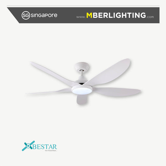 WIND 5-Blades Drop Rod Ceiling Fan WHITE