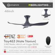 EFENZ Premium DC Ceiling Fan TROY 46"-5Colours + Optional 22W Dimmable Samsung LED + Remote Control