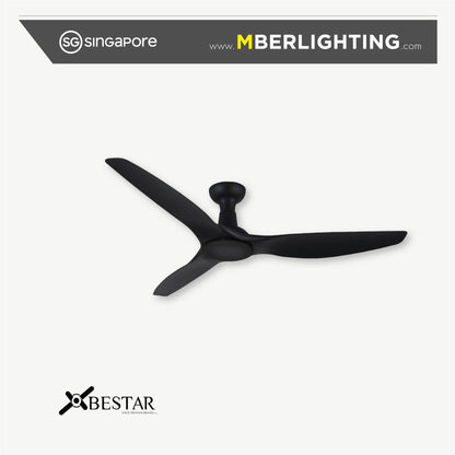SLEEK 3-Blades Drop Rod Ceiling Fan BLACK