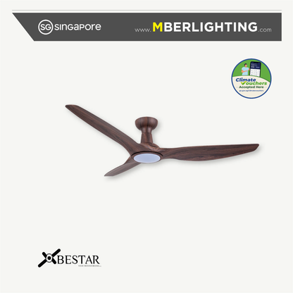 SLEEK 3-Blades Drop Rod Ceiling Fan OAK WOOD
