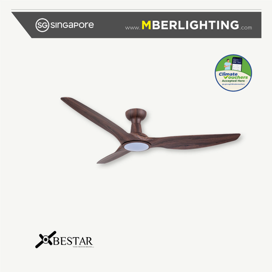 SLEEK 3-Blades Drop Rod Ceiling Fan OAK WOOD