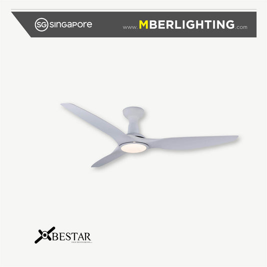 SLEEK 3-Blades Drop Rod Ceiling Fan WHITE
