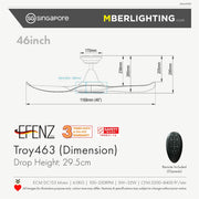 EFENZ Premium DC Ceiling Fan TROY 46"-5Colours + Optional 22W Dimmable Samsung LED + Remote Control