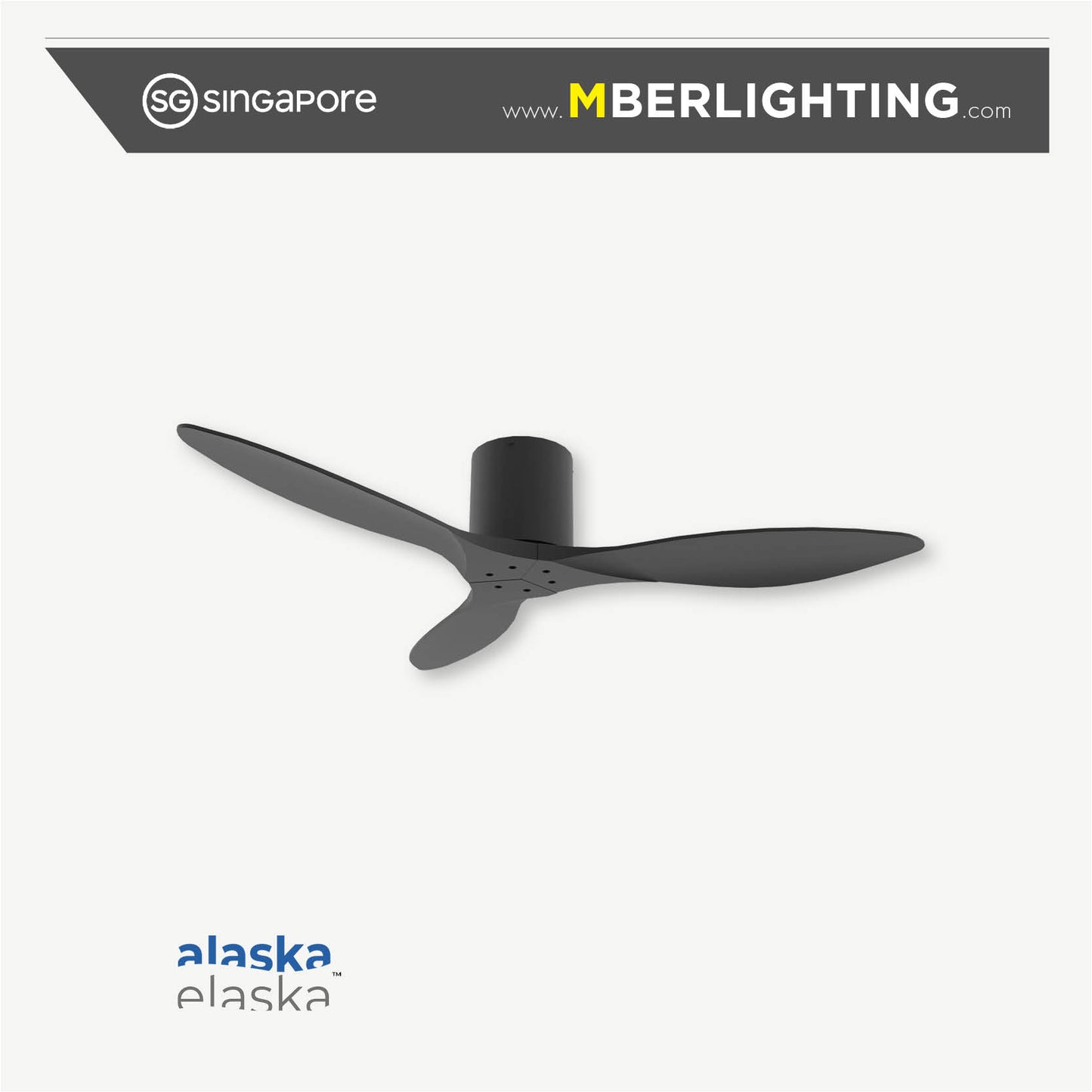 eBEY7 3-Blades Hugger Ceiling Fan BLACK