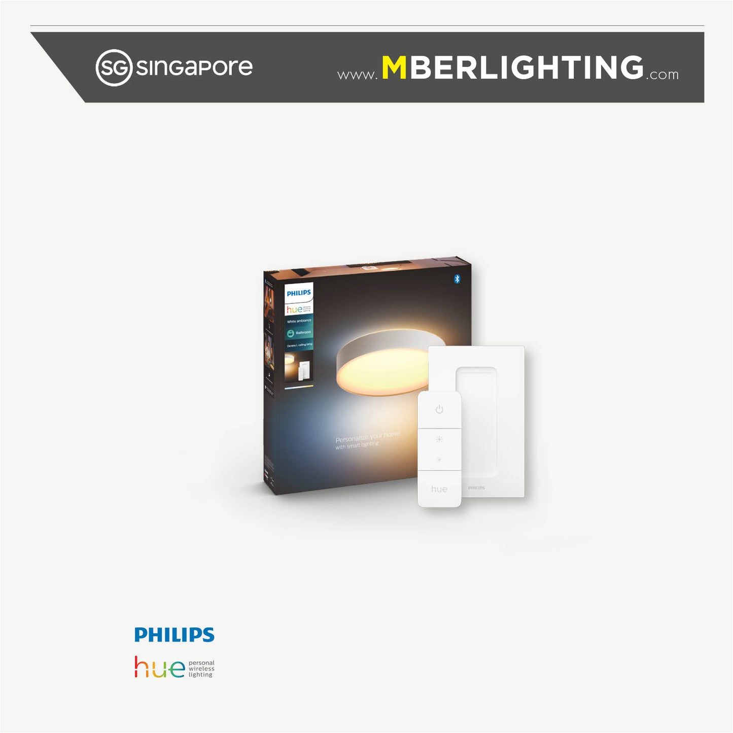Philips Hue Devere White Ambience Smart Ceiling Light with dimmer remote