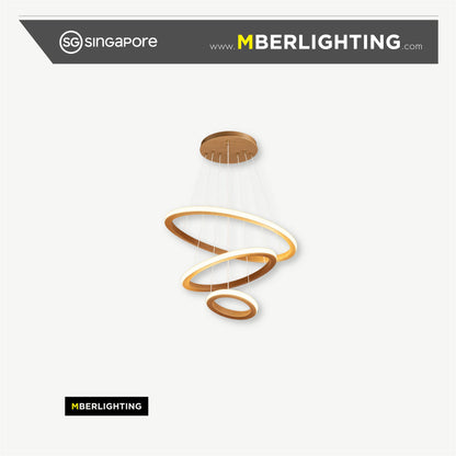 Three Wooden Rings Hanging Light