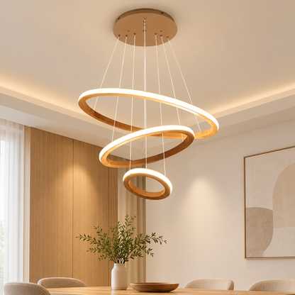 Three Wooden Rings Hanging Light