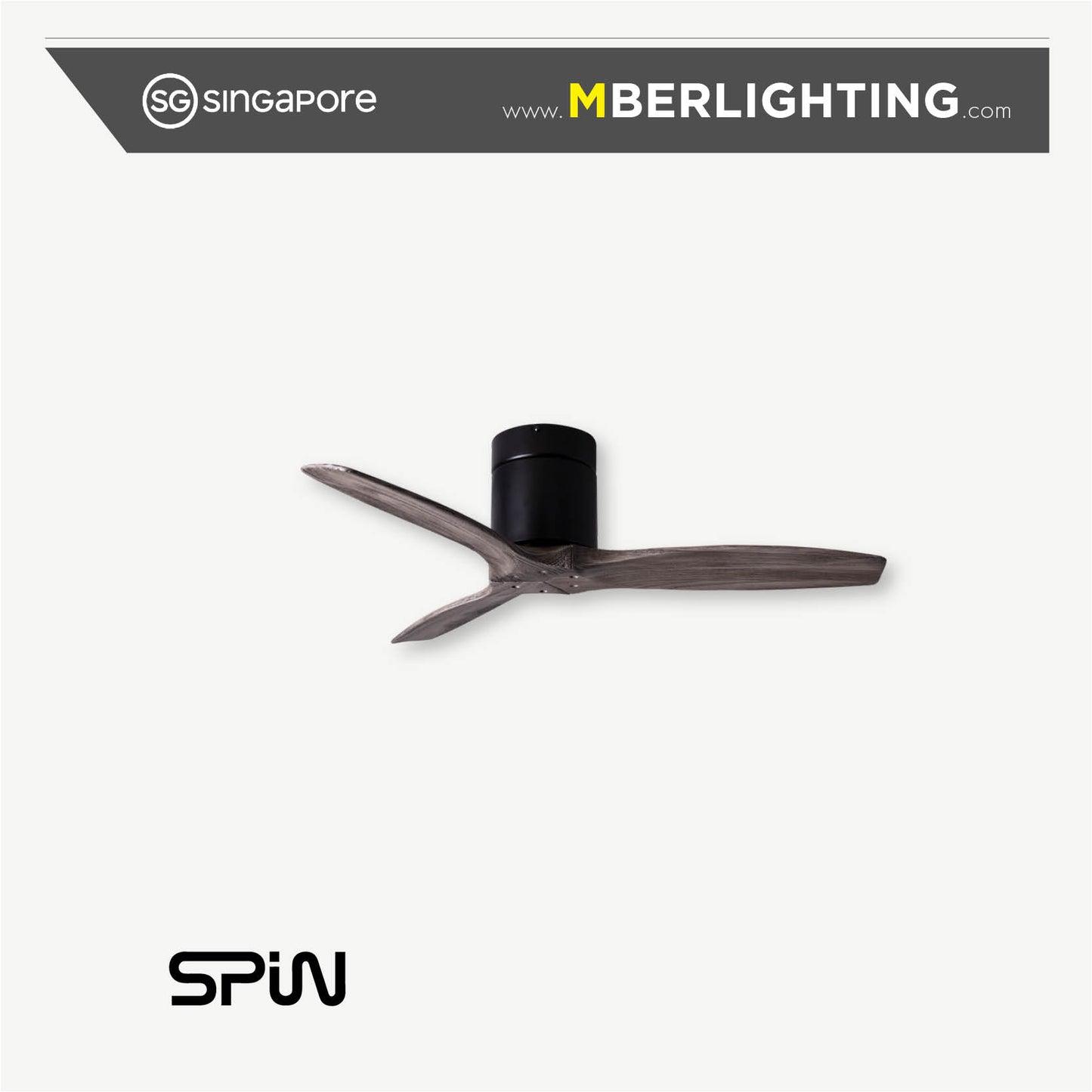 TIMBER 3-Blades Hugger Ceiling Fan ASH