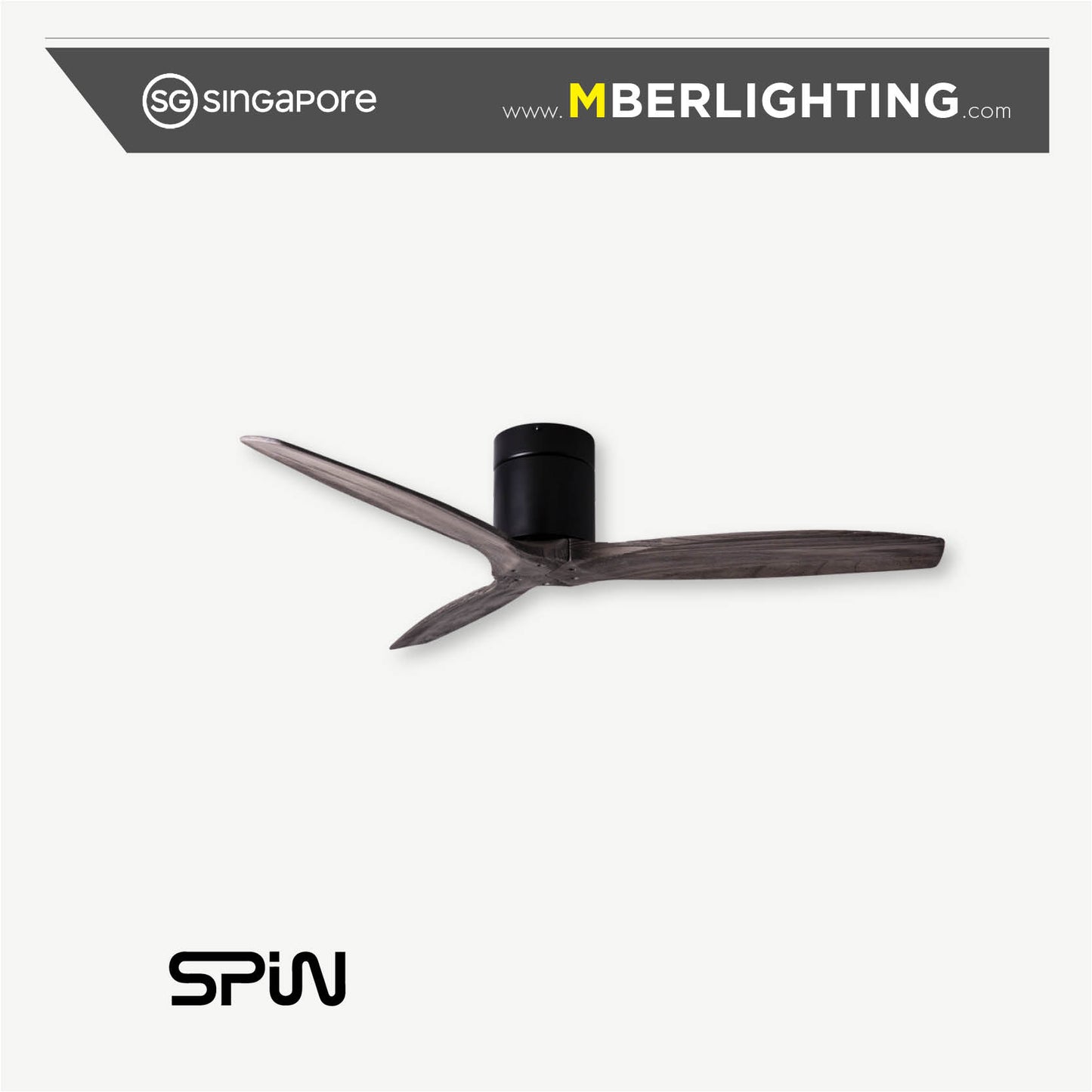 TIMBER 3-Blades Hugger Ceiling Fan ASH
