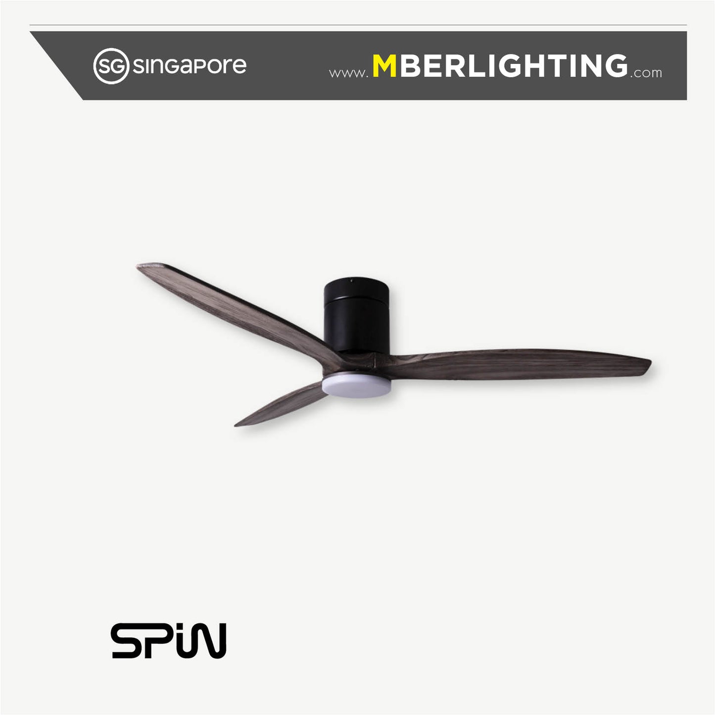 TIMBER 3-Blades Hugger Ceiling Fan ASH