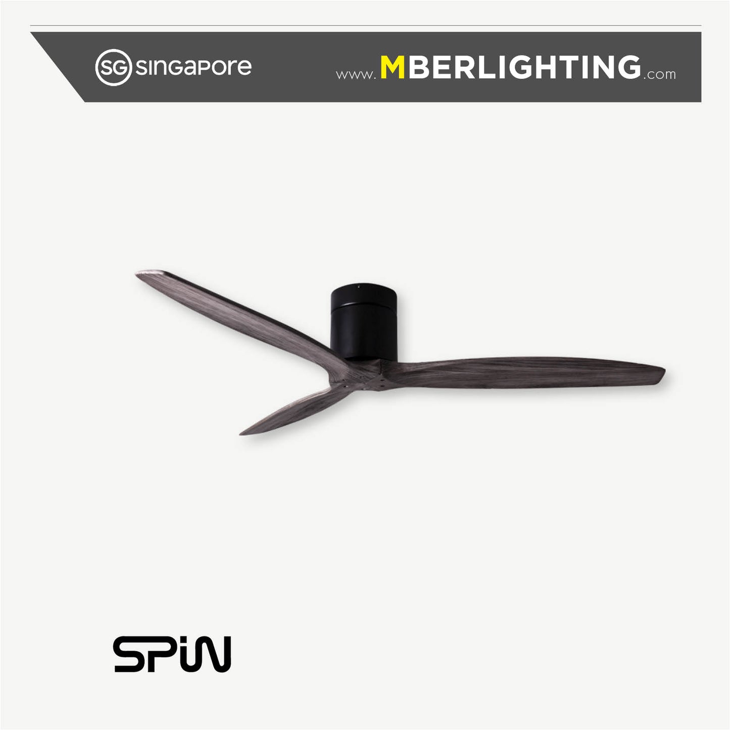 TIMBER 3-Blades Hugger Ceiling Fan ASH