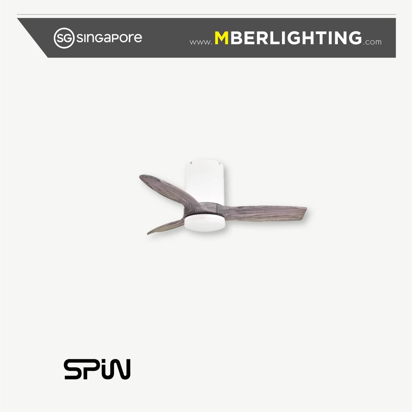 TIMBER 3-Blades Hugger Ceiling Fan ASH