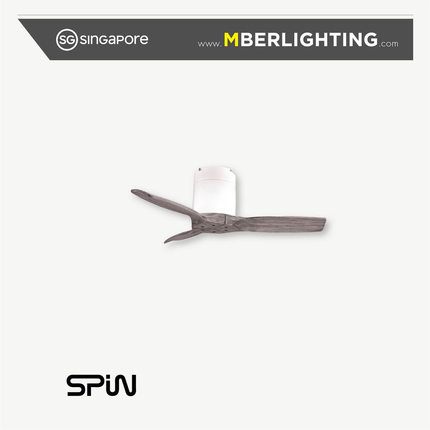 TIMBER 3-Blades Hugger Ceiling Fan ASH