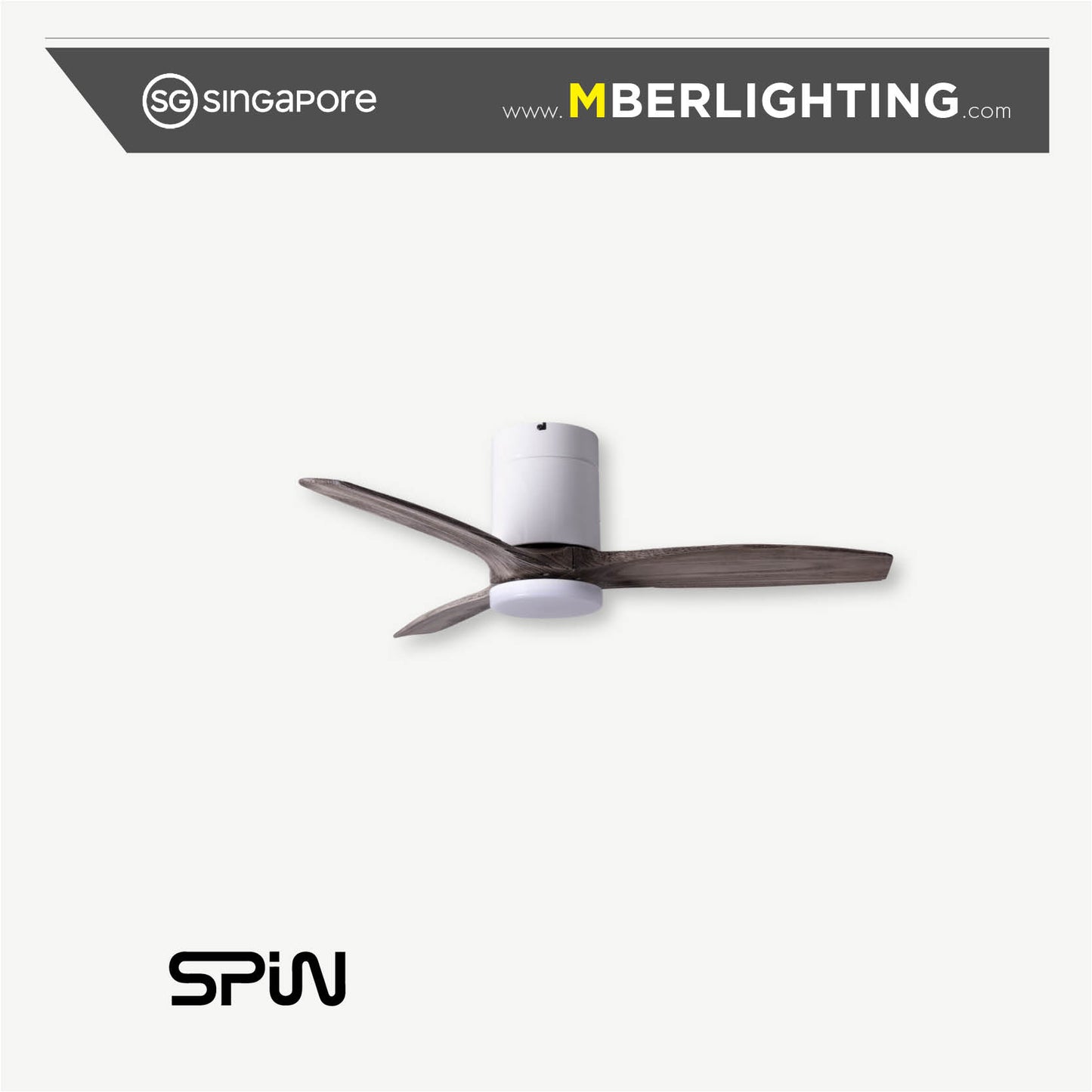 TIMBER 3-Blades Hugger Ceiling Fan ASH