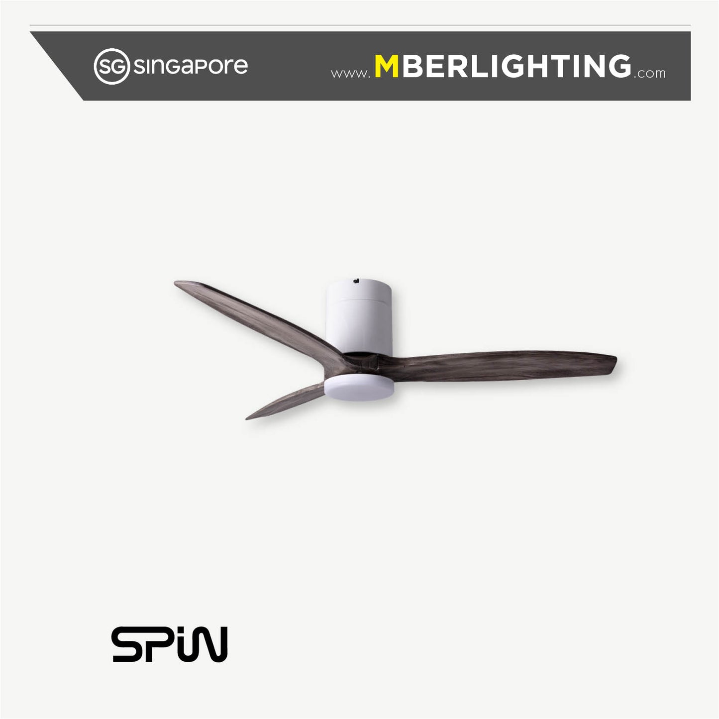 TIMBER 3-Blades Hugger Ceiling Fan ASH