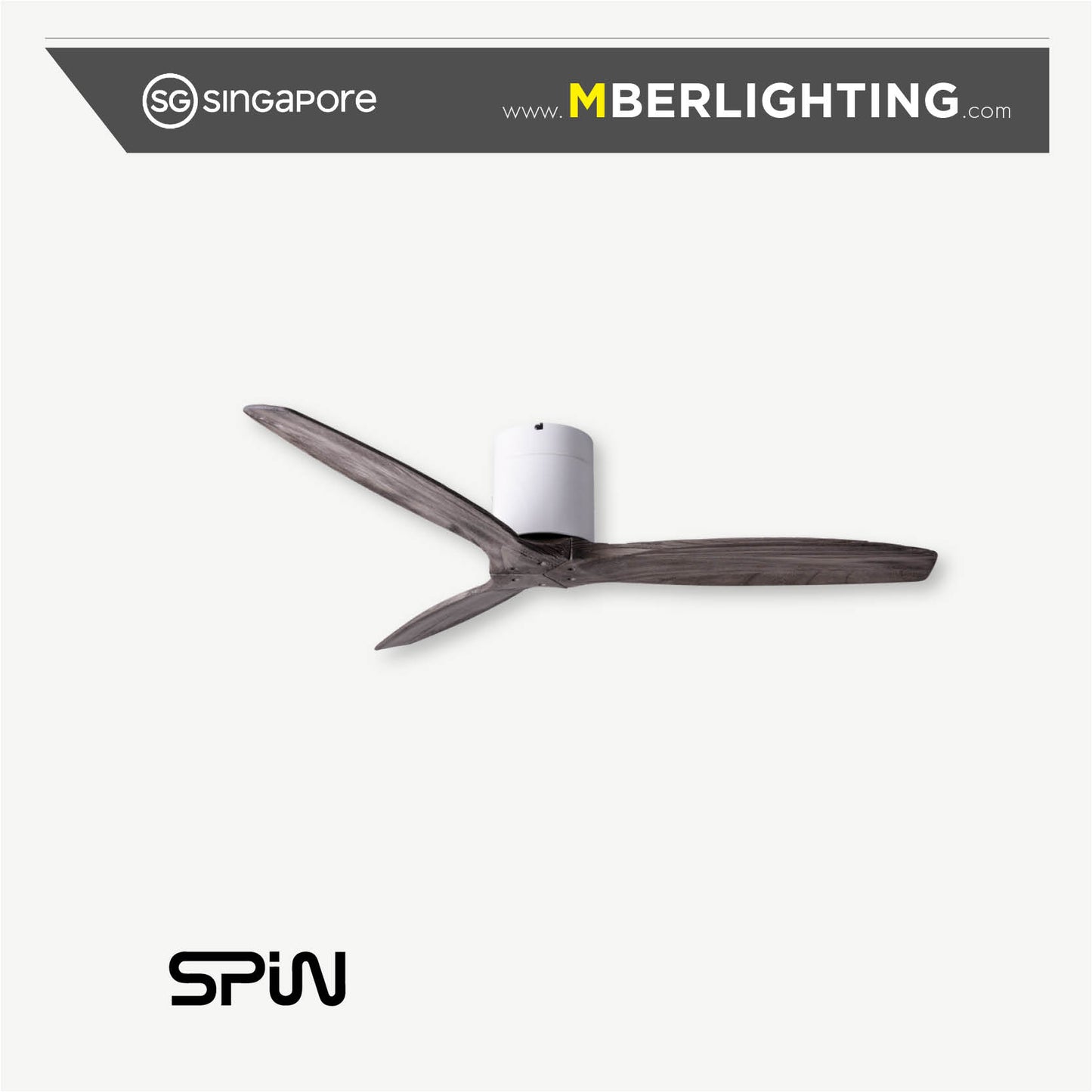 TIMBER 3-Blades Hugger Ceiling Fan ASH