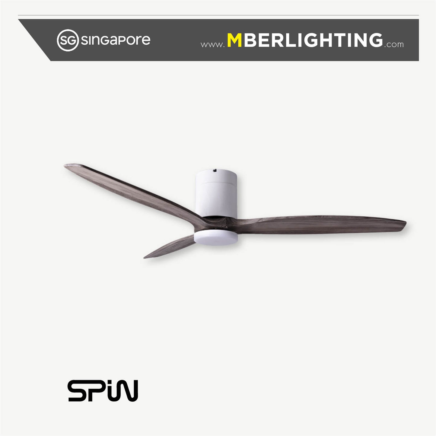 TIMBER 3-Blades Hugger Ceiling Fan ASH