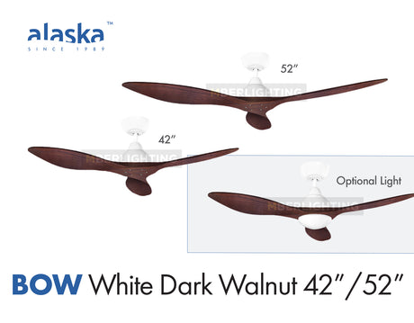 Alaska BOW 42"/52" White Dark Walnut Wood