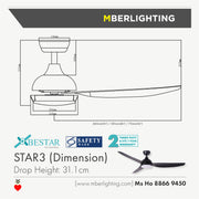 STAR3 3-Blades 36"/46"/56" (24W LED Optional)